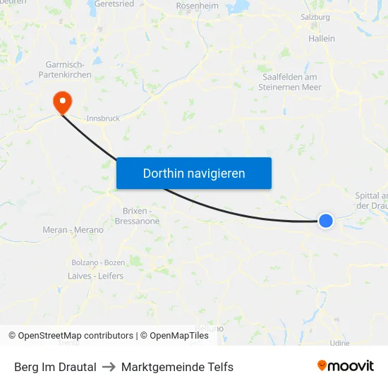 Berg Im Drautal to Marktgemeinde Telfs map