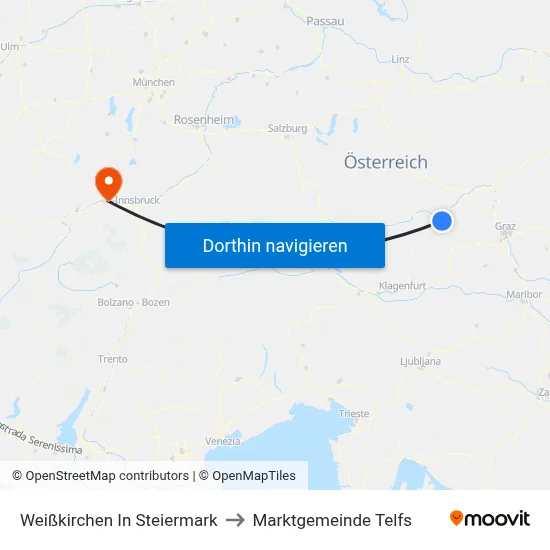 Weißkirchen In Steiermark to Marktgemeinde Telfs map