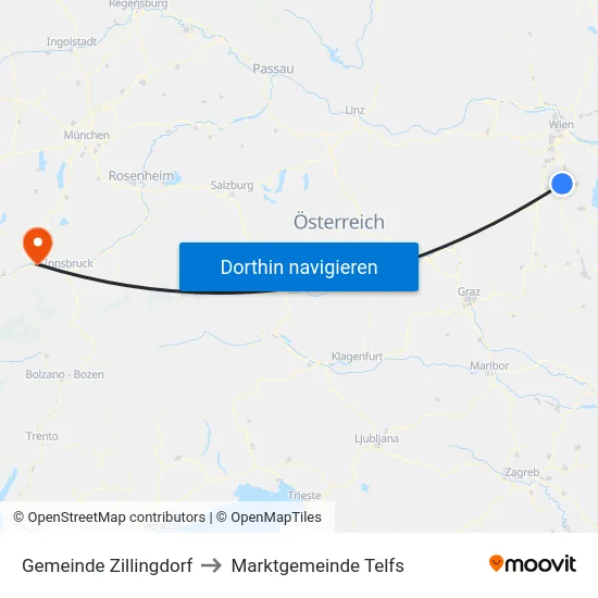 Gemeinde Zillingdorf to Marktgemeinde Telfs map