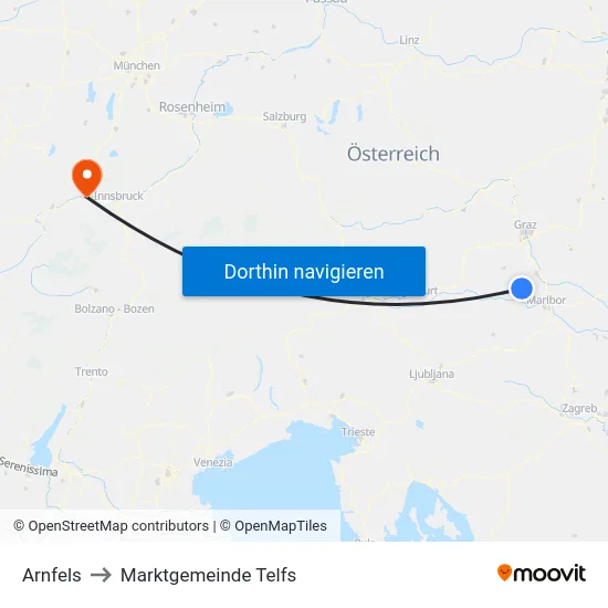 Arnfels to Marktgemeinde Telfs map