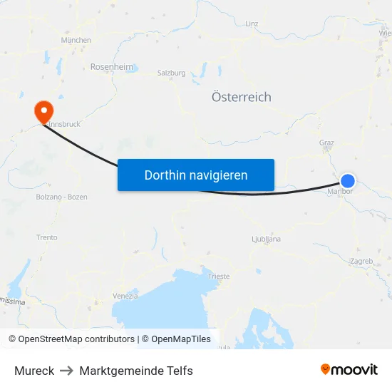 Mureck to Marktgemeinde Telfs map