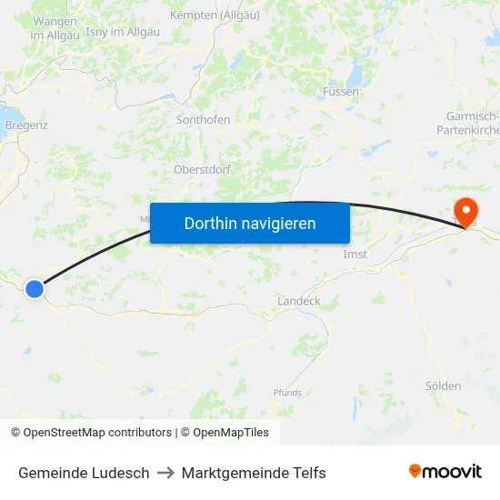 Gemeinde Ludesch to Marktgemeinde Telfs map