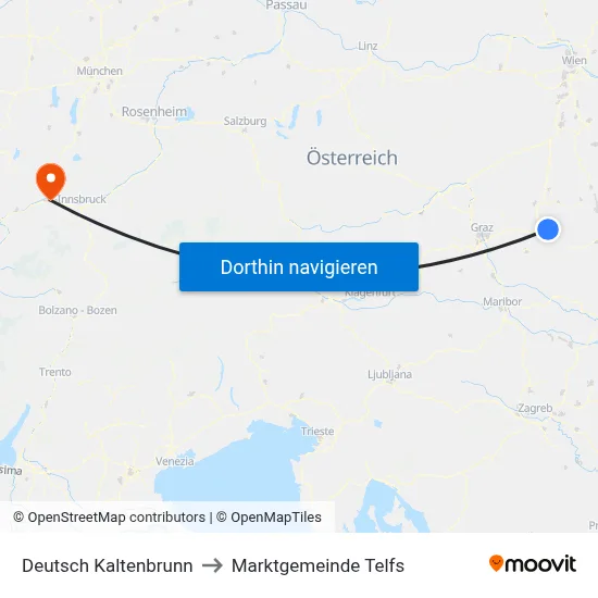 Deutsch Kaltenbrunn to Marktgemeinde Telfs map