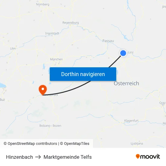 Hinzenbach to Marktgemeinde Telfs map