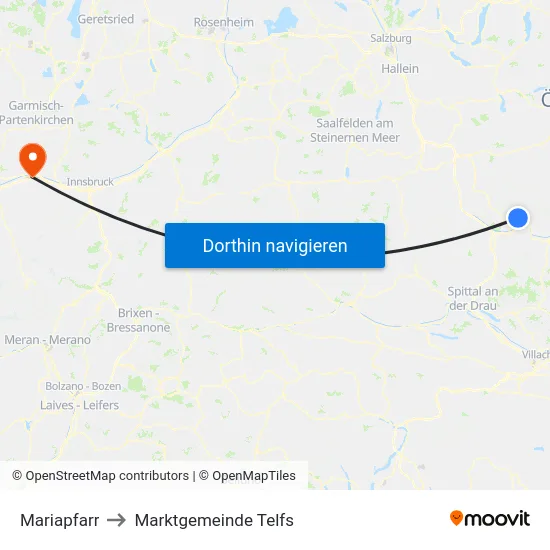 Mariapfarr to Marktgemeinde Telfs map