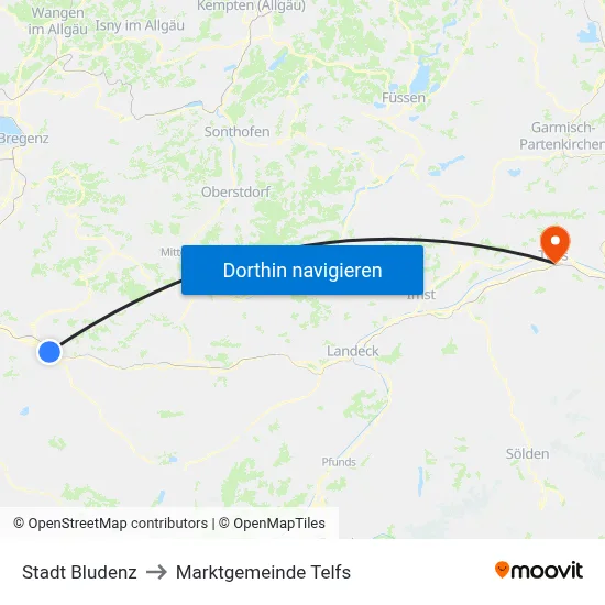 Stadt Bludenz to Marktgemeinde Telfs map