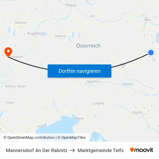 Mannersdorf An Der Rabnitz to Marktgemeinde Telfs map