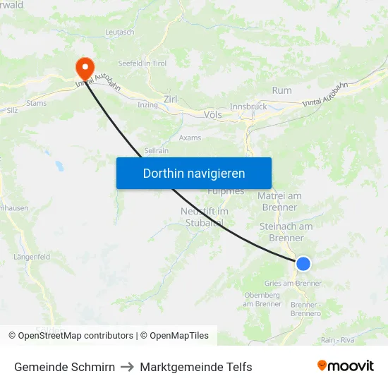 Gemeinde Schmirn to Marktgemeinde Telfs map