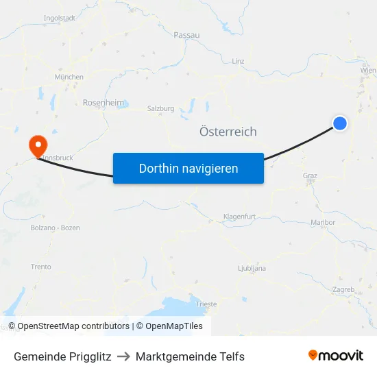 Gemeinde Prigglitz to Marktgemeinde Telfs map