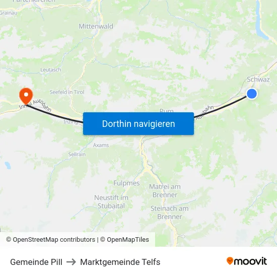 Gemeinde Pill to Marktgemeinde Telfs map