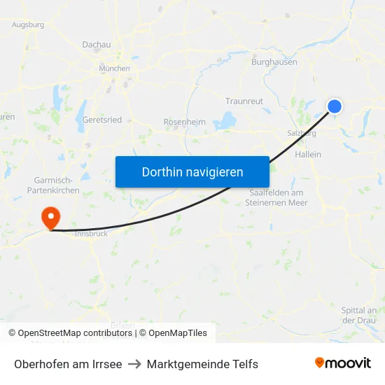 Oberhofen am Irrsee to Marktgemeinde Telfs map