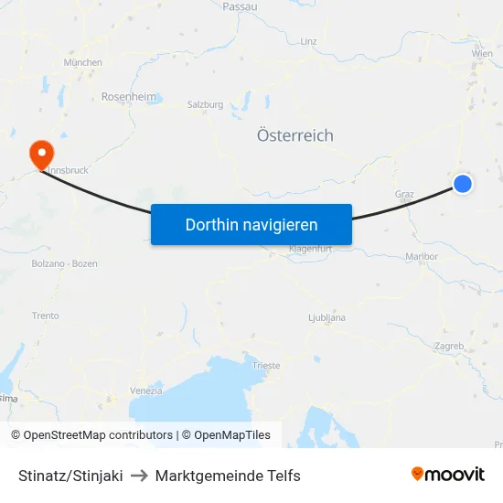 Stinatz/Stinjaki to Marktgemeinde Telfs map
