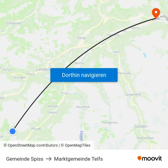 Gemeinde Spiss to Marktgemeinde Telfs map