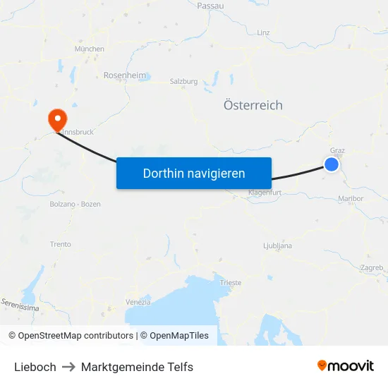 Lieboch to Marktgemeinde Telfs map