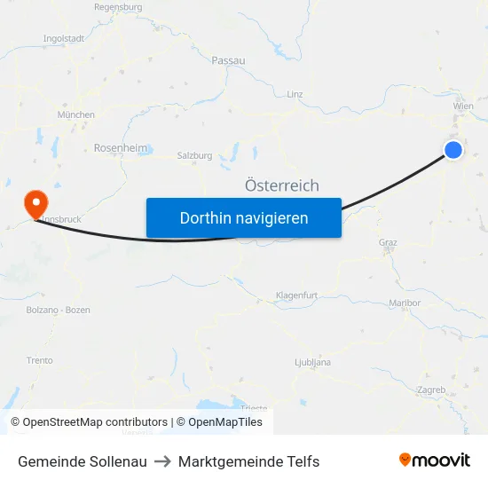 Gemeinde Sollenau to Marktgemeinde Telfs map