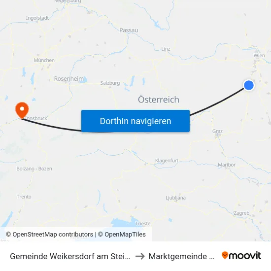 Gemeinde Weikersdorf am Steinfelde to Marktgemeinde Telfs map