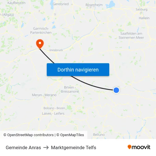 Gemeinde Anras to Marktgemeinde Telfs map