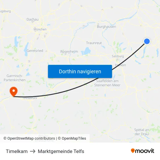Timelkam to Marktgemeinde Telfs map