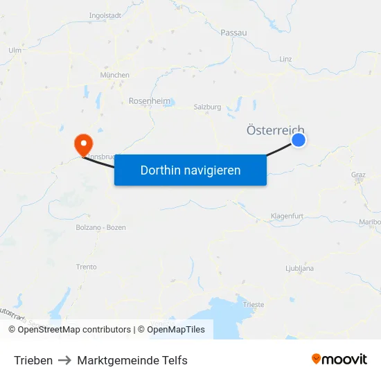 Trieben to Marktgemeinde Telfs map