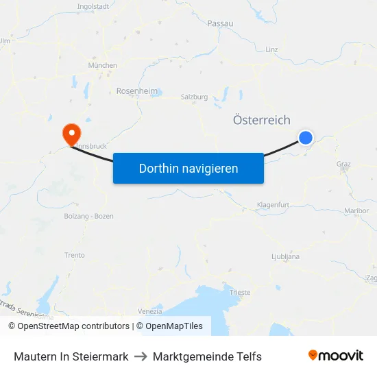 Mautern In Steiermark to Marktgemeinde Telfs map