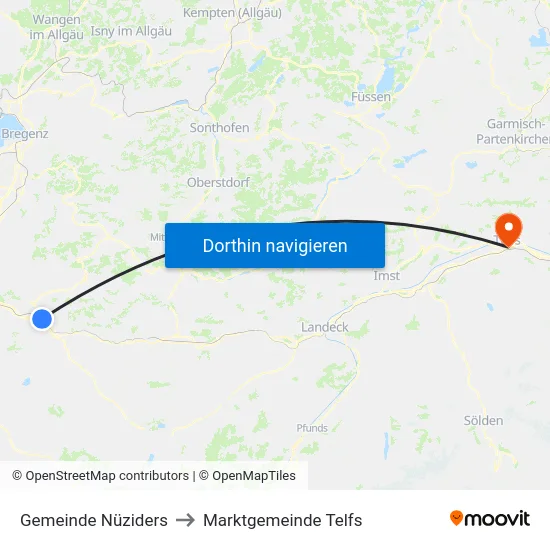 Gemeinde Nüziders to Marktgemeinde Telfs map