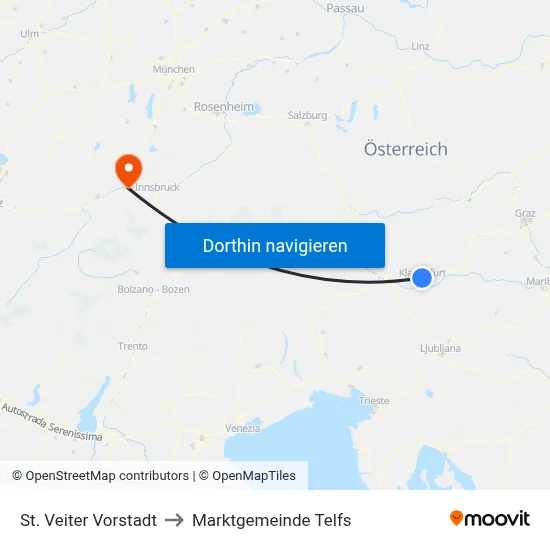 St. Veiter Vorstadt to Marktgemeinde Telfs map