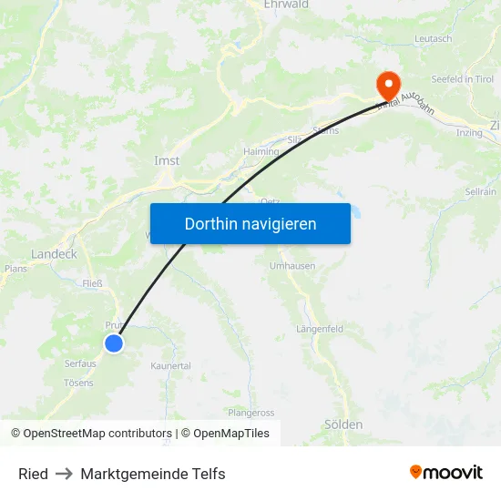 Ried to Marktgemeinde Telfs map