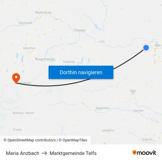 Maria Anzbach to Marktgemeinde Telfs map