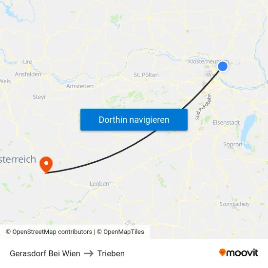 Gerasdorf Bei Wien to Trieben map