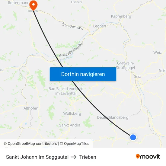 Sankt Johann Im Saggautal to Trieben map