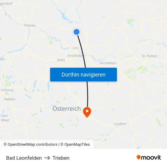 Bad Leonfelden to Trieben map