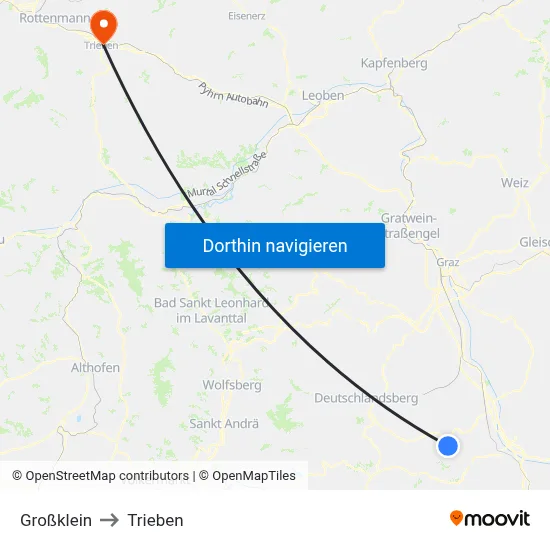 Großklein to Trieben map