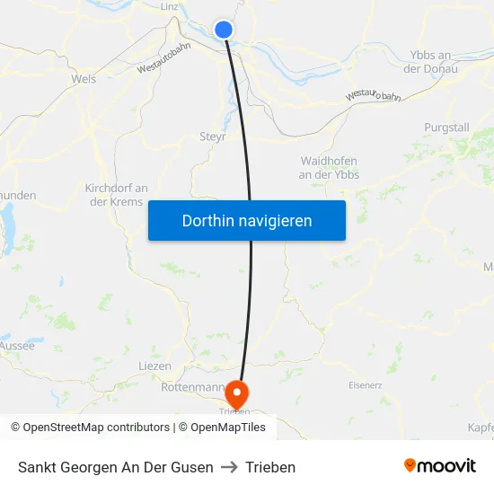 Sankt Georgen An Der Gusen to Trieben map
