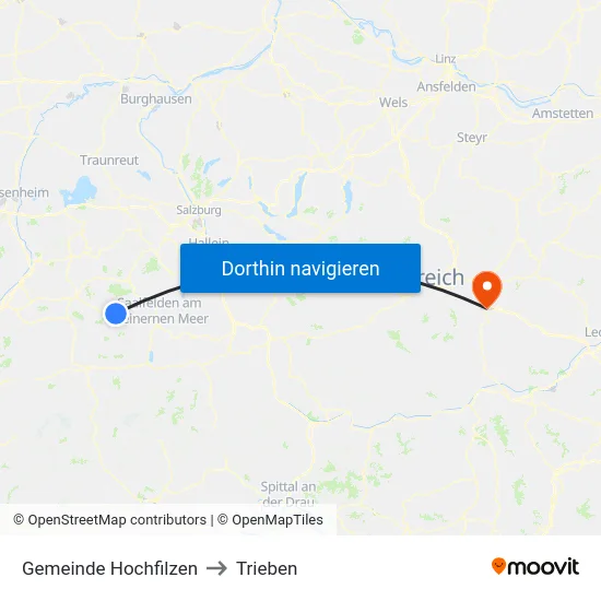 Gemeinde Hochfilzen to Trieben map