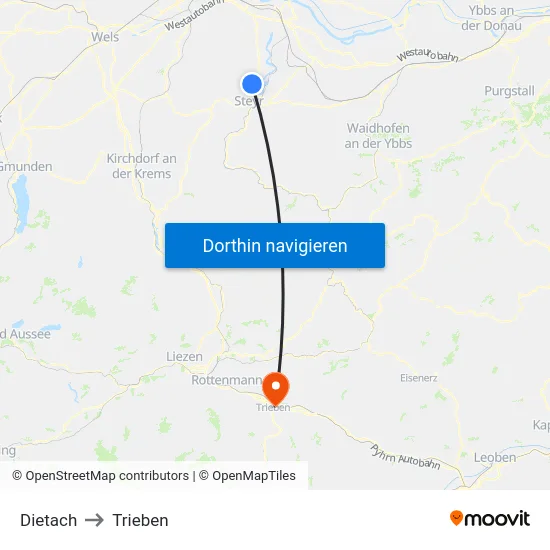 Dietach to Trieben map