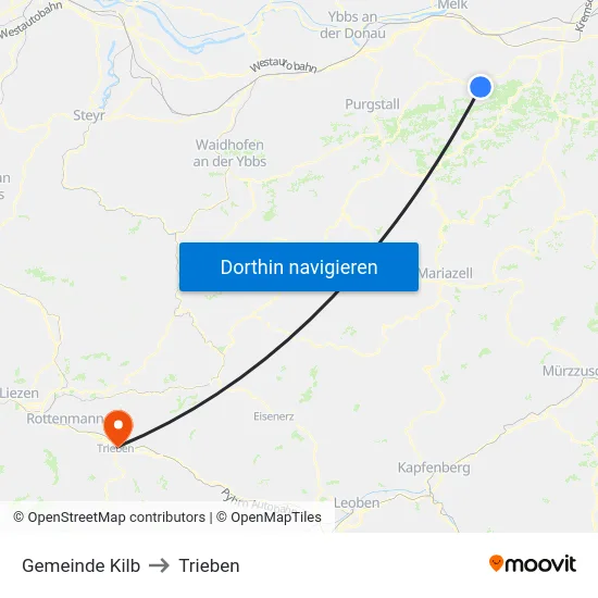 Gemeinde Kilb to Trieben map