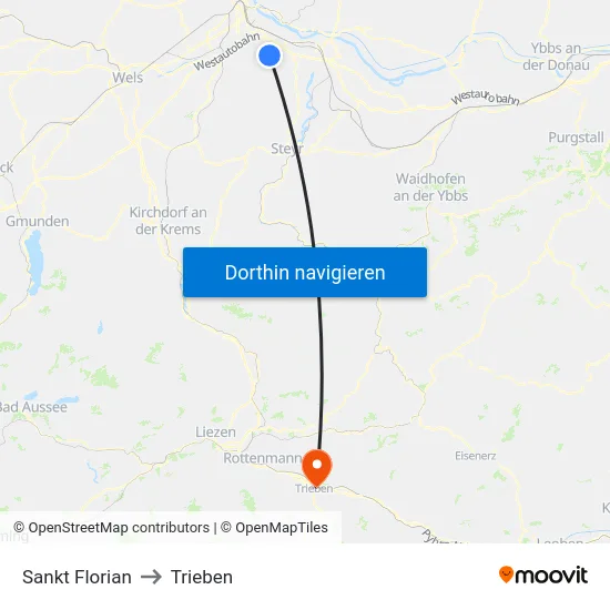 Sankt Florian to Trieben map