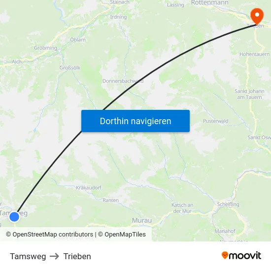 Tamsweg to Trieben map