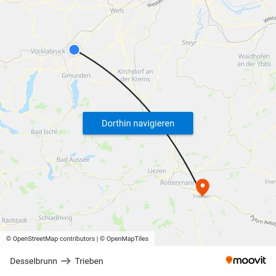 Desselbrunn to Trieben map