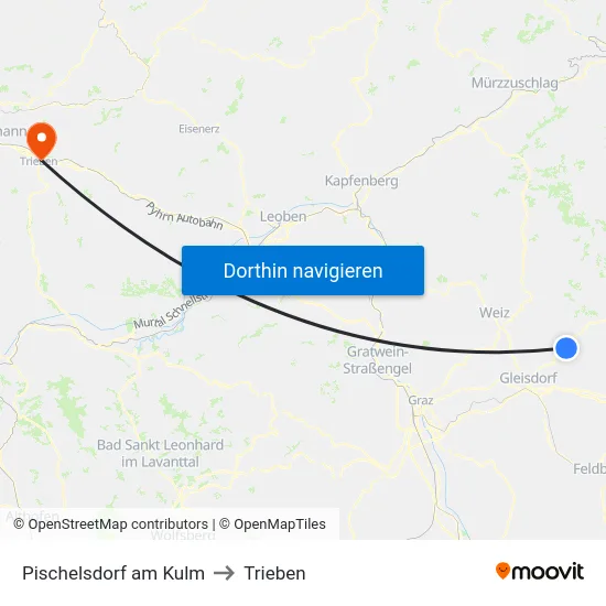 Pischelsdorf am Kulm to Trieben map