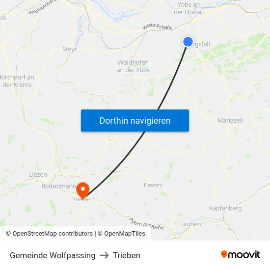 Gemeinde Wolfpassing to Trieben map
