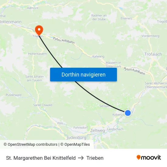 St. Margarethen Bei Knittelfeld to Trieben map