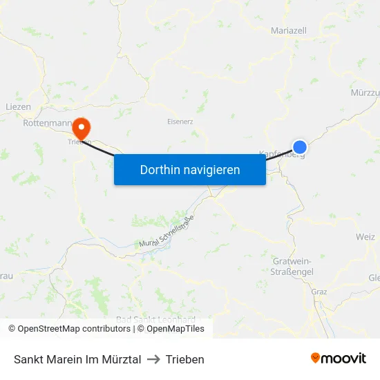 Sankt Marein Im Mürztal to Trieben map
