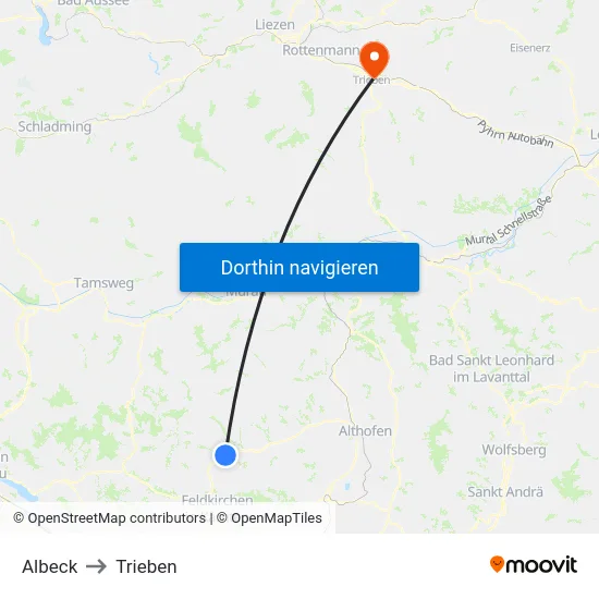 Albeck to Trieben map