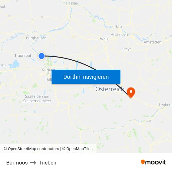 Bürmoos to Trieben map