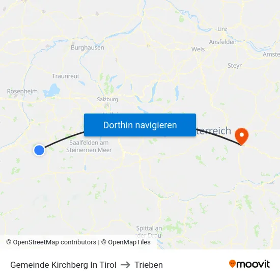 Gemeinde Kirchberg In Tirol to Trieben map