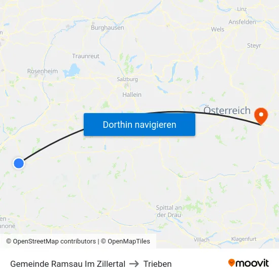 Gemeinde Ramsau Im Zillertal to Trieben map