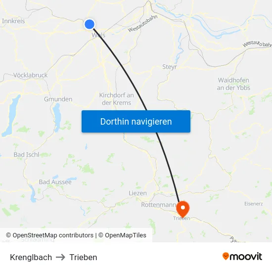 Krenglbach to Trieben map