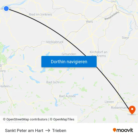 Sankt Peter am Hart to Trieben map