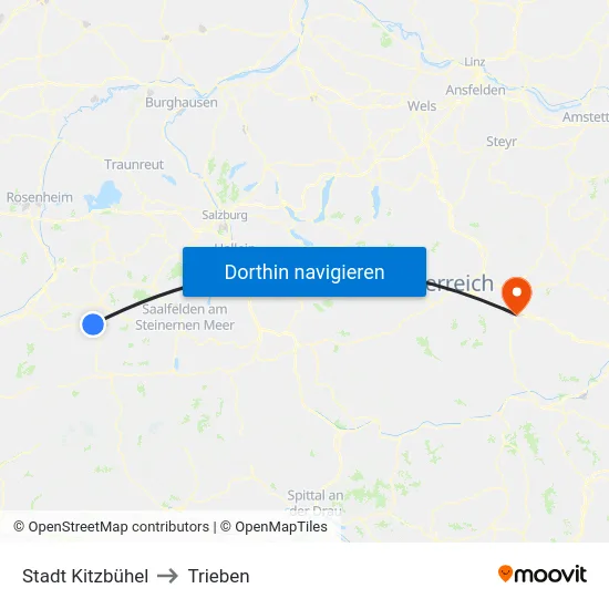 Stadt Kitzbühel to Trieben map